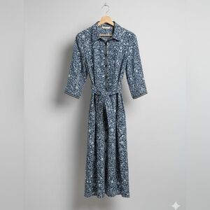Eshakti Wayward Fancies Chambray Floral Shirt Dress Retro Pinup Midi